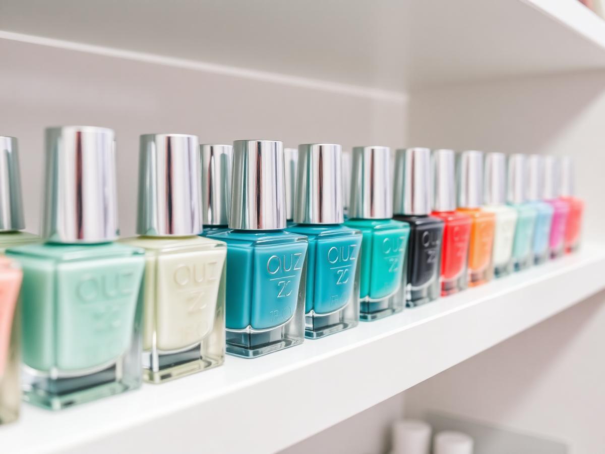 Nagellakflesjes in pastel- en zeegroentinten