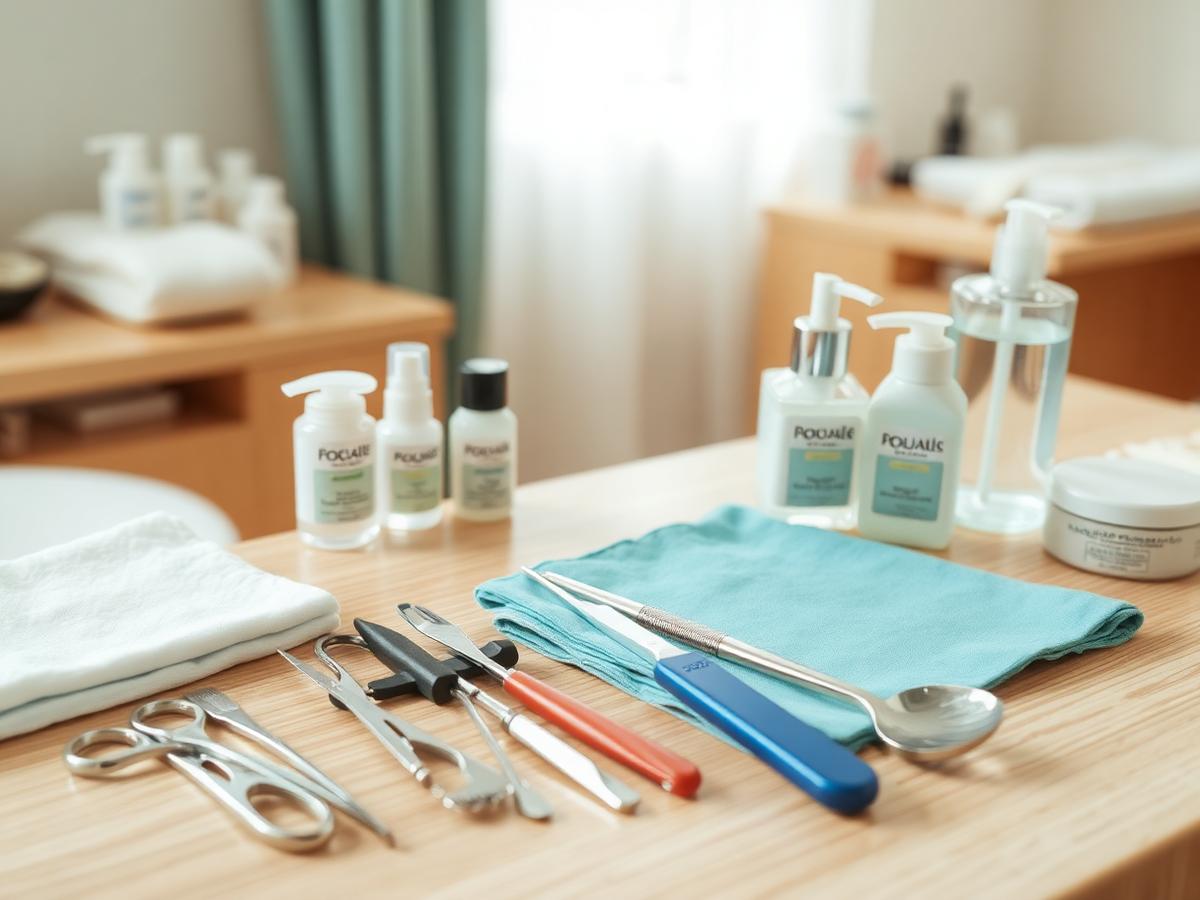 Pedicure-instrumenten en verzorgingsproducten